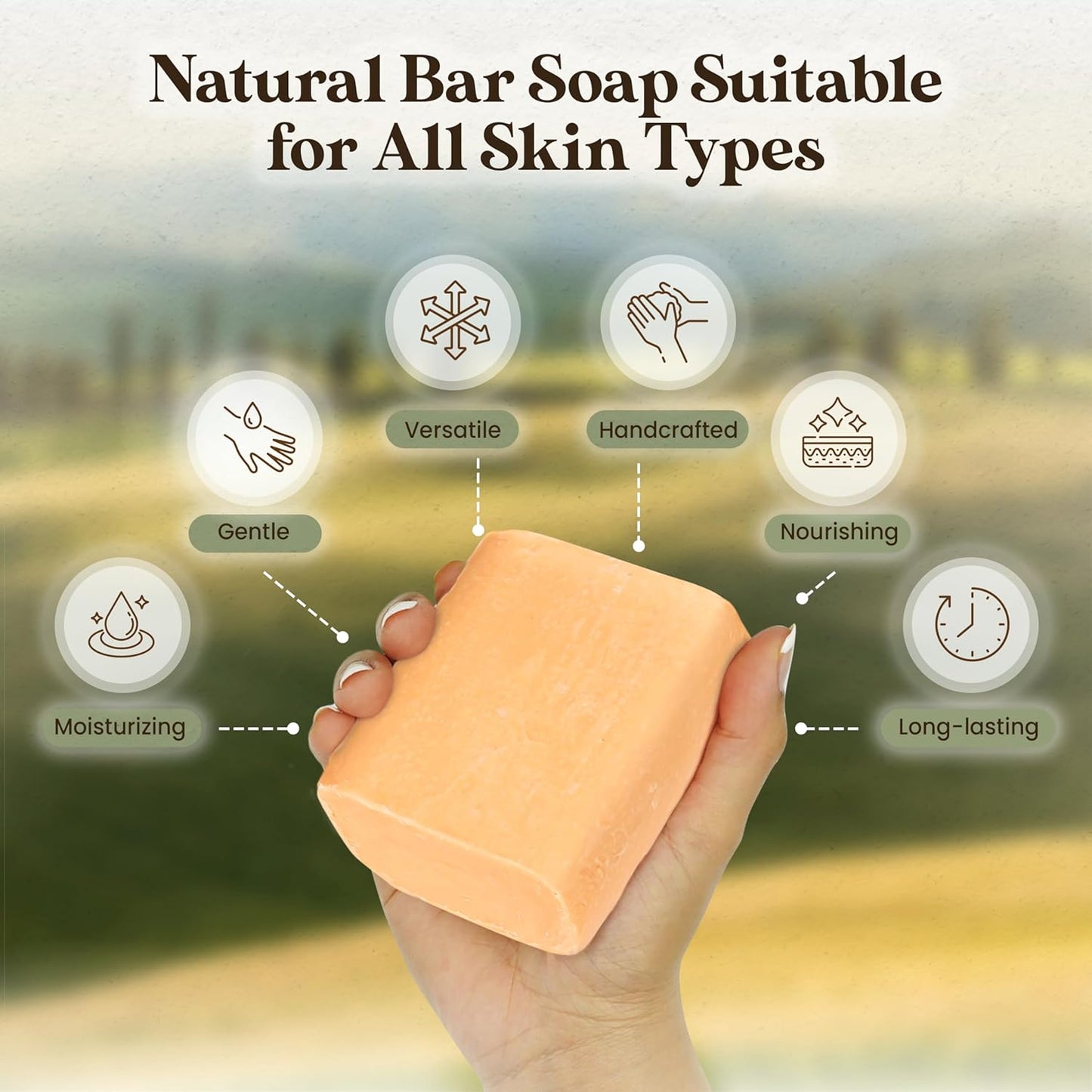 Soap Bar with All Natural Bentonite Clay | Made in USA, Vegan Moisturizing for Sensitive Skin | Women & Mens Face & Body Bath Soap for Shower | Clean Scent | 5 Ounce Each (5 Bars)