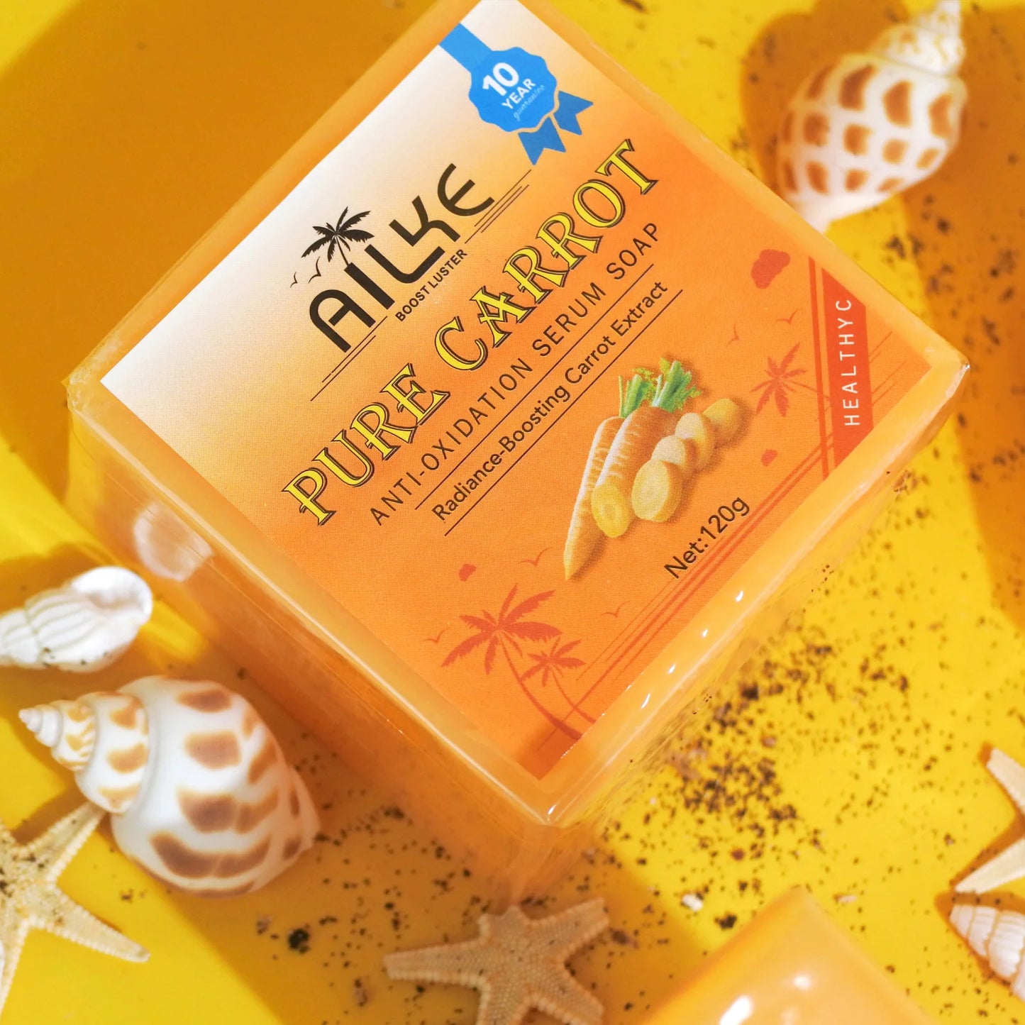Organic Brightening Soap, with Carrot, Vitamin C&E, Cleaning, Moisturizing, Smooth and Soft Skin, for Face and Body Use