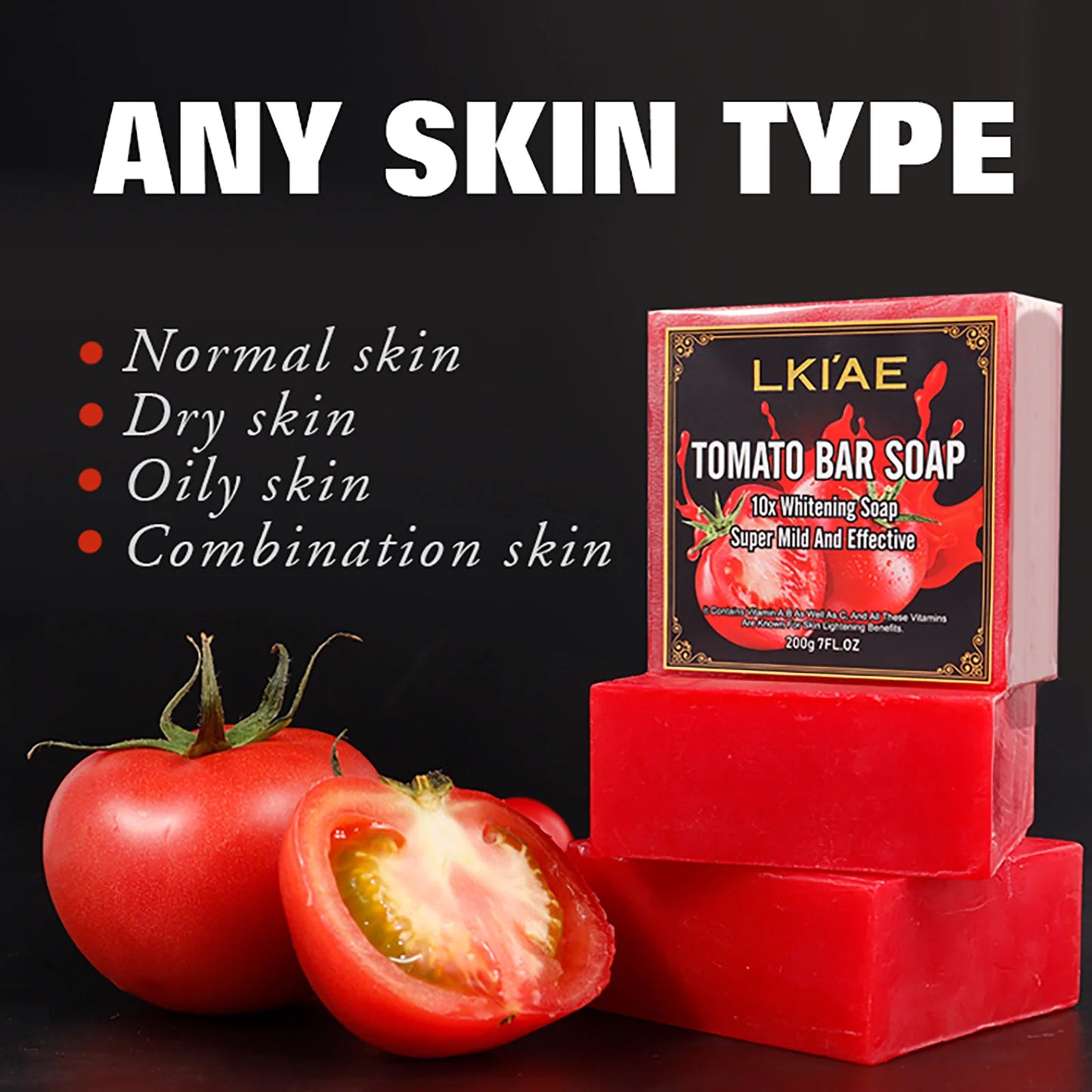 Organic Tomato Soap Bar, Lightening Skin, Deeply Clean, Exfoliate, Remove Dark Spots, Moisturizing, for Face and Body