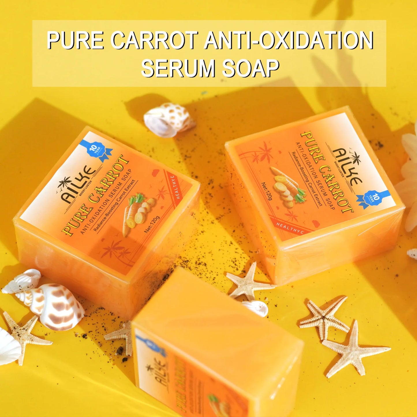 Organic Brightening Soap, with Carrot, Vitamin C&E, Cleaning, Moisturizing, Smooth and Soft Skin, for Face and Body Use
