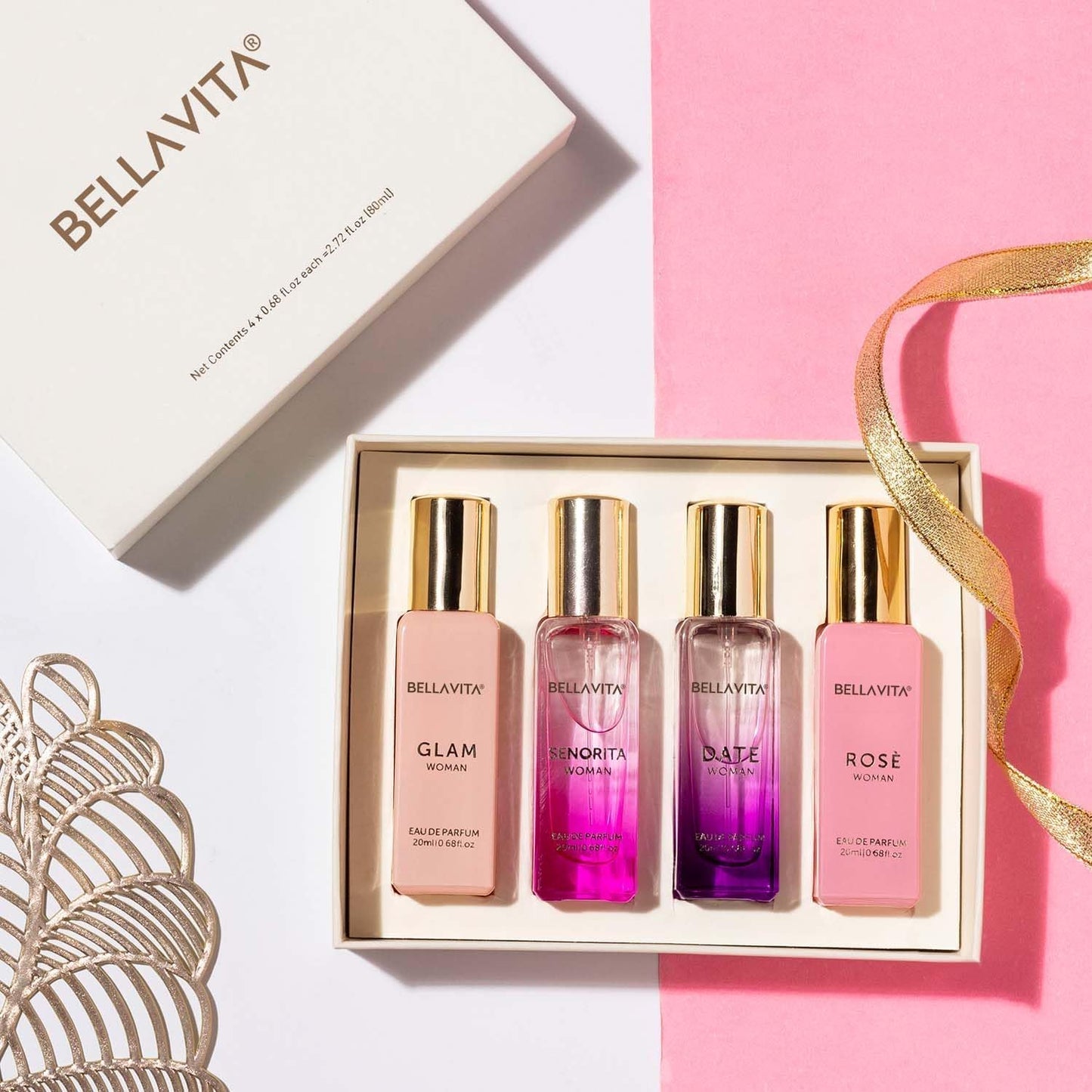 Luxury Women'S Perfume Gift Set (4X20Ml) | Notes of Floral, Sweet, Spicey Red Fruit, Vanilla & Musk | DATE, SENORITA, GLAM & ROSE | French Parfum Collection Gift Set