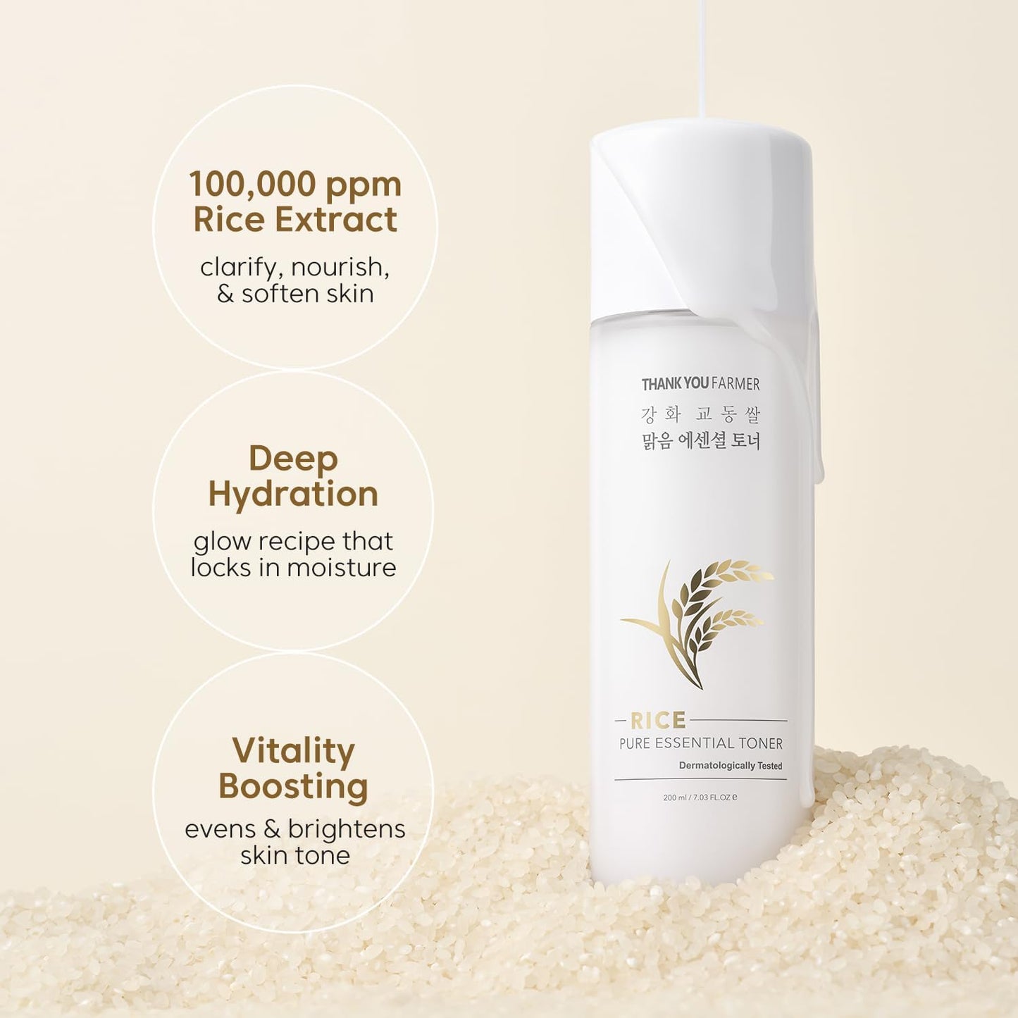 Rice Pure Toner – Hydrating K-Beauty Face Milk with Niacinamide & Centella – Vegan Korean Skincare for Men & Women, All Ages – Natural Toner for Dry, Sensitive Skin (7.03 Oz)