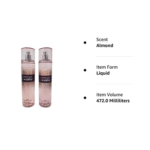 Bath & Body Works A Thousand Wishes Fine Fragrance Mist, Body Spray & Perfume for Women, Long-Lasting Personal Fragrance, Sparkling Prosecco & Peony Scent, 8 fl oz - 2 Pack