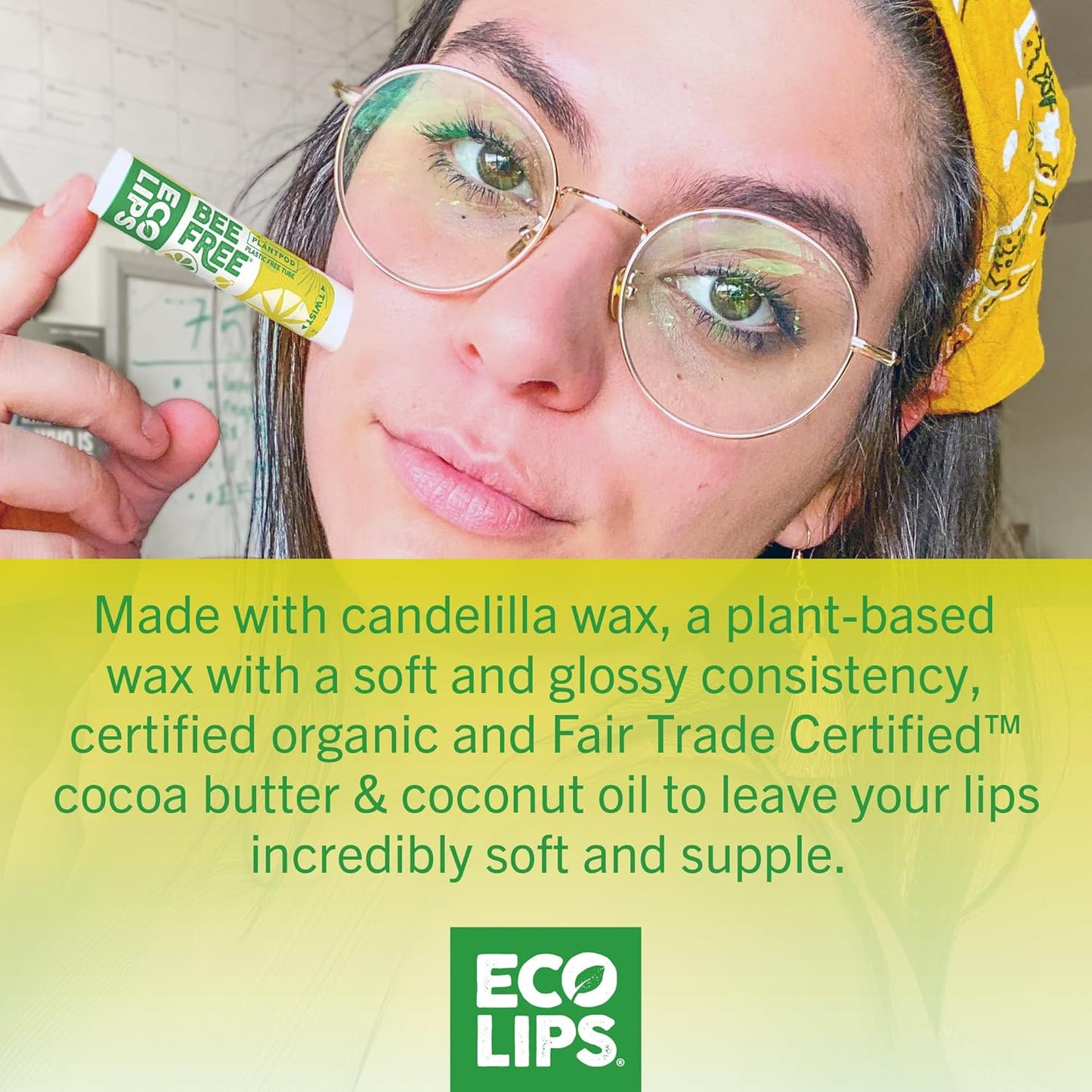 Bee Free Variety Pack Vegan Lip Balm | Candelilla Wax, Cocoa Butter & Coconut Oil Lip Care. Soothe & Moisturize Dry, Chapped Lips - 100% Plastic-Free Plant Pod Packaging - Made in USA