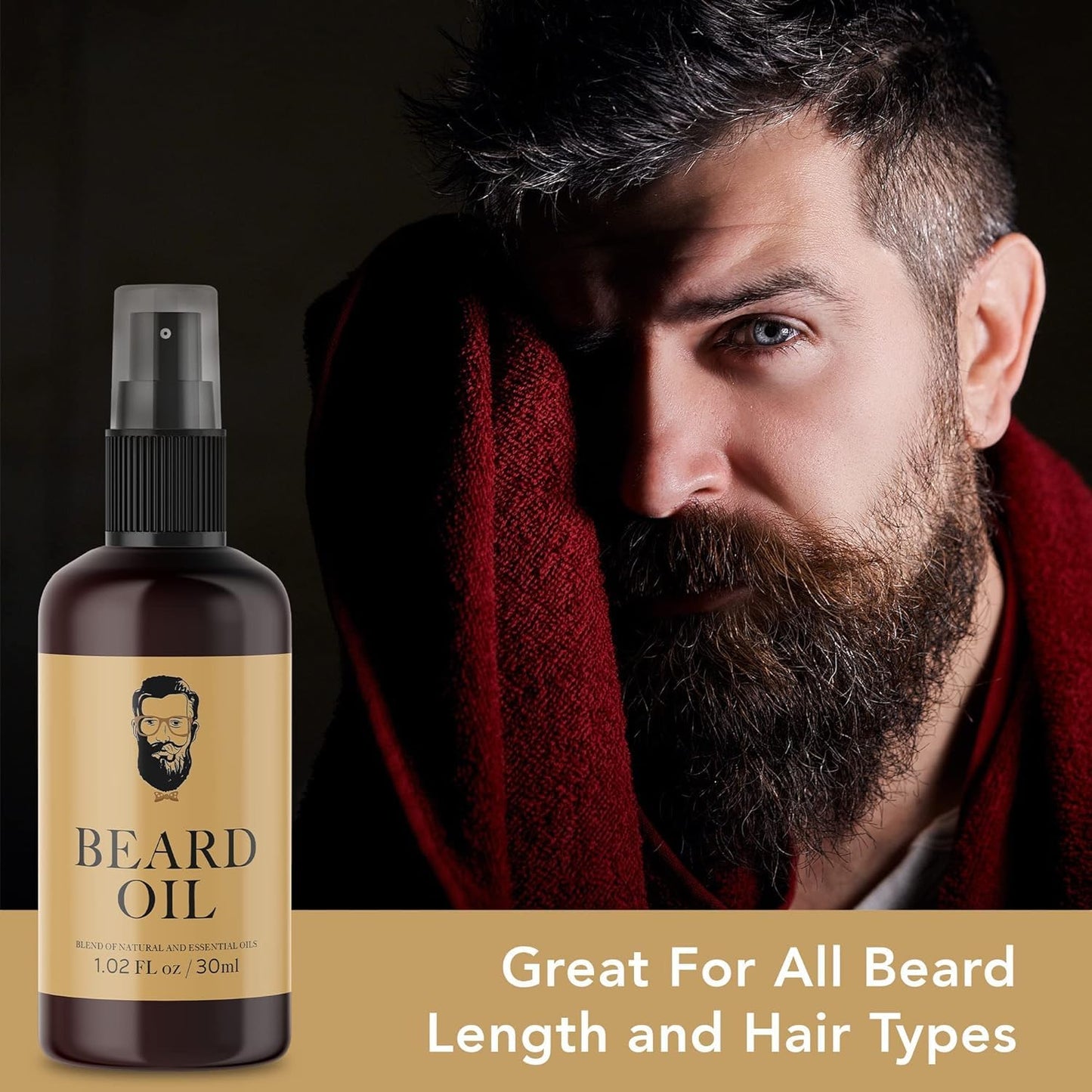 Vegan Multi-Purpose Beard Oil for Eliminating Dandruff and Impurities in Hair, 1.02 Oz