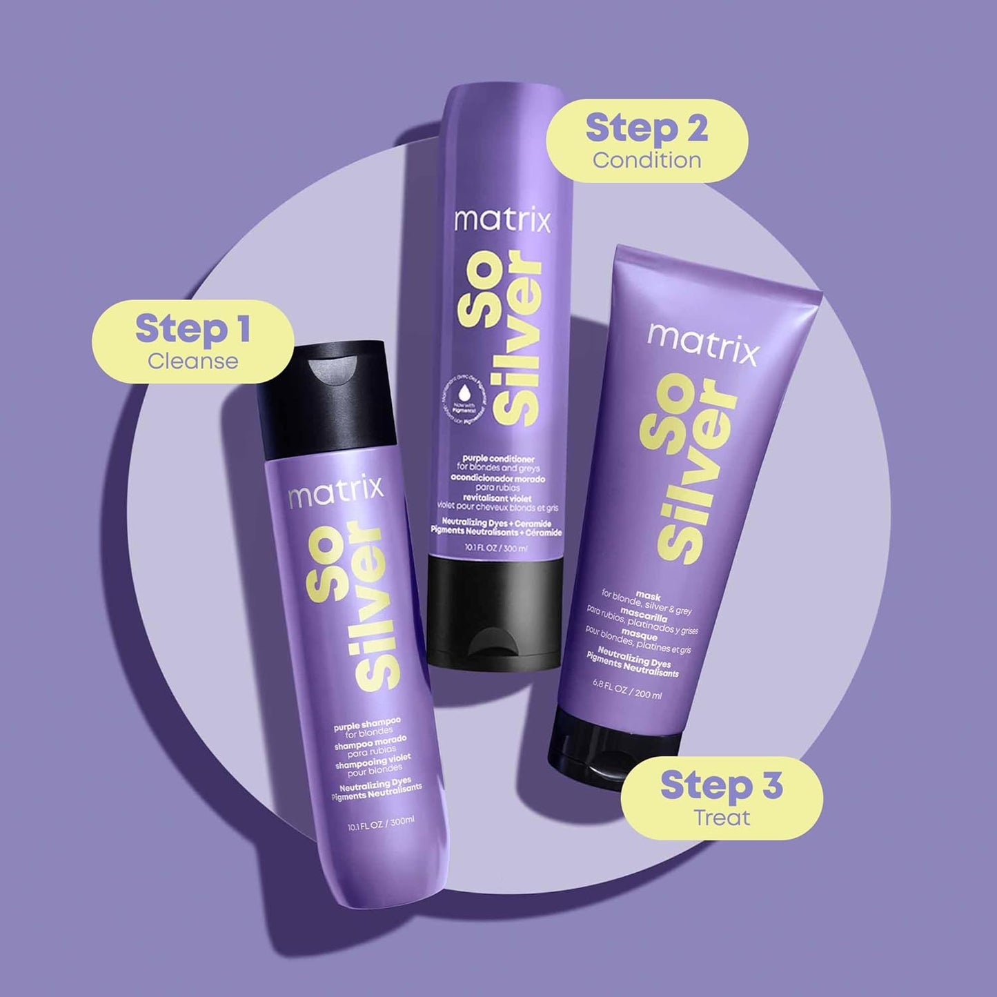 so Silver Purple Shampoo - Neutralizes Yellow Tones, Color Depositing, Brightening & Toning, for Color Treated, Blonde, Grey, White and Platinum Hair, Vegan