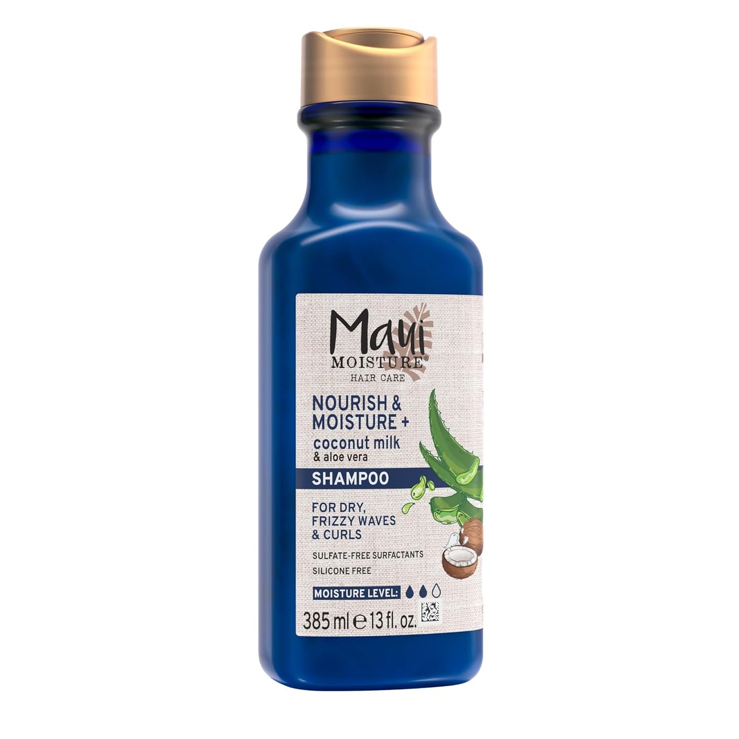 Nourish & Moisture + Coconut Milk Shampoo to Hydrate and Detangle Curly Hair, Lightweight Daily Moisturizing Shampoo, Vegan, Silicone & Paraben-Free, 13 Fl Oz