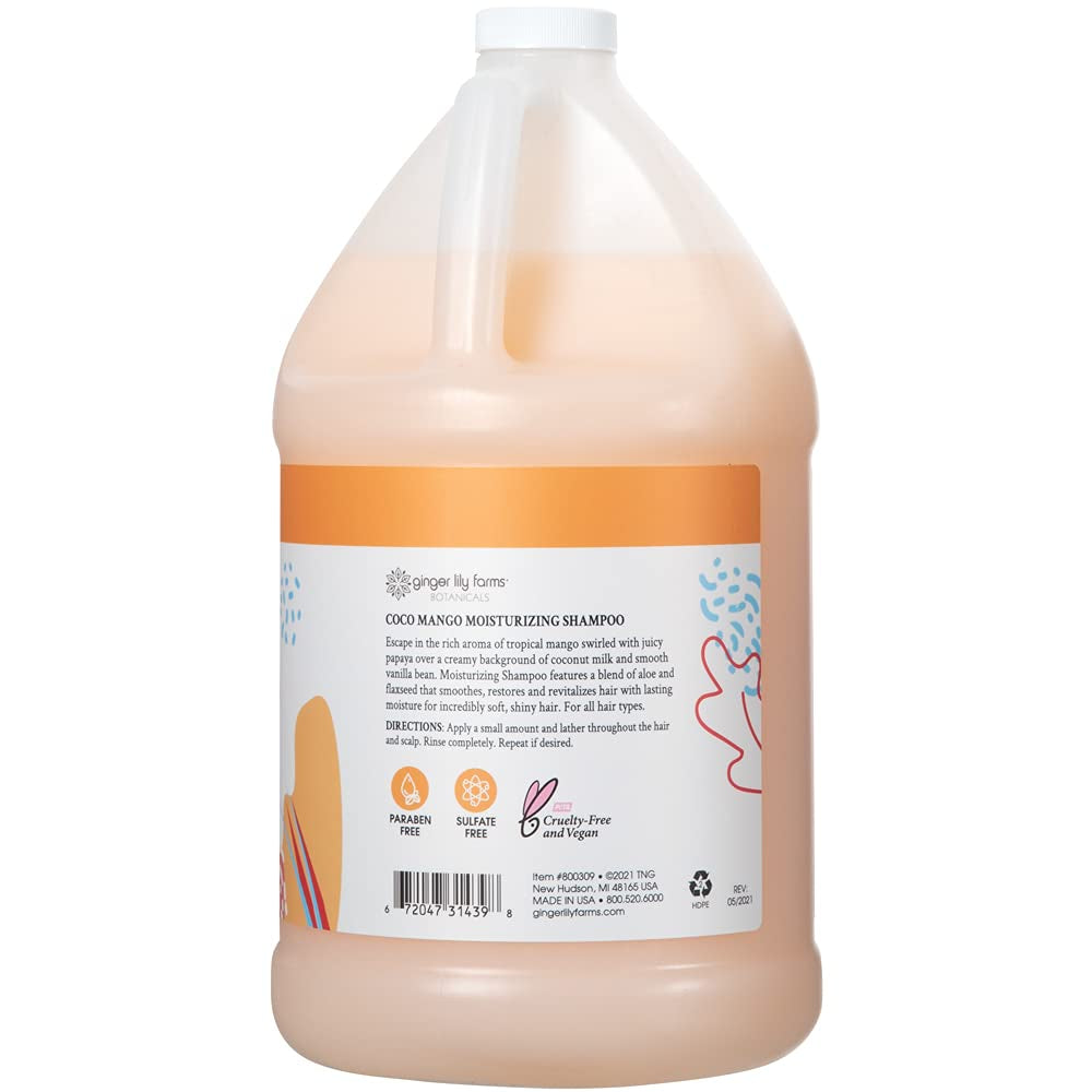 Botanicals Moisturizing Shampoo for All Hair Types, Coco Mango, 100% Vegan & Cruelty-Free, Coconut Mango Scent, 1 Gallon (128 Fl Oz) Refill