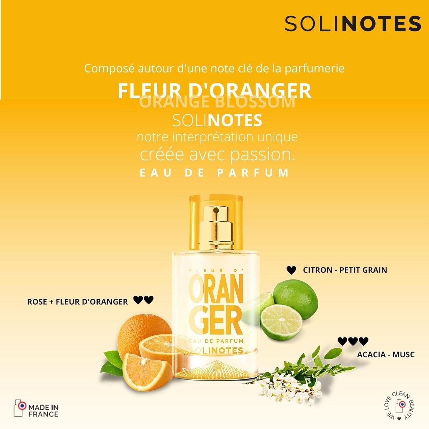 Orange Blossom Perfume for Women & Men, 1.7 Fl Oz/ 50 ML Eau De Parfum, Delicate Floral and Soothing Scent with Premium Ingredients - Clean Perfume, Cruelty Free, Vegan, Made in France