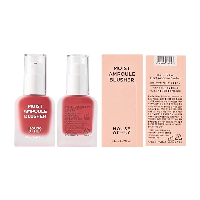 House of Hur Moist Ampoule Blusher with 50% Moisture Essence | Hydrating & Long-Lasting Blush | 0.68fl.oz (9 Shades) (Deep Plum)