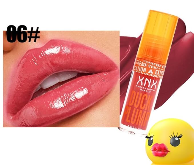 High Pigment Plumping Lip Gloss with Spicy Ginger, Vegan Lip Makeup, Hydrating Plumping Booster Moisturizing Volumizing Lip Gloss