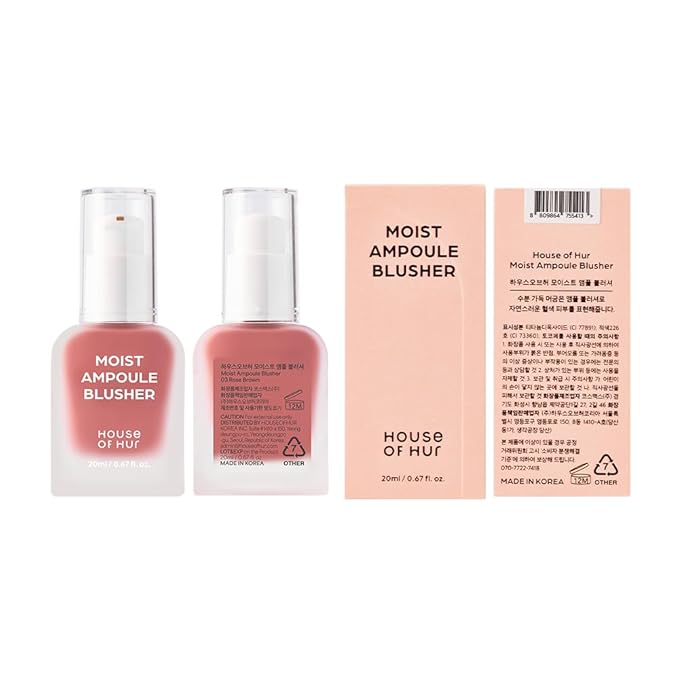 House of Hur Liquid Blusher – Korean Makeup Hydrating Liquid Blush – Water-Based, Blendable + Buildable – Hyaluronic Acid + Panthenol, Dewy Finish – 11 Shades – 03 Rose Brown (20 ml/0.68 fl oz)