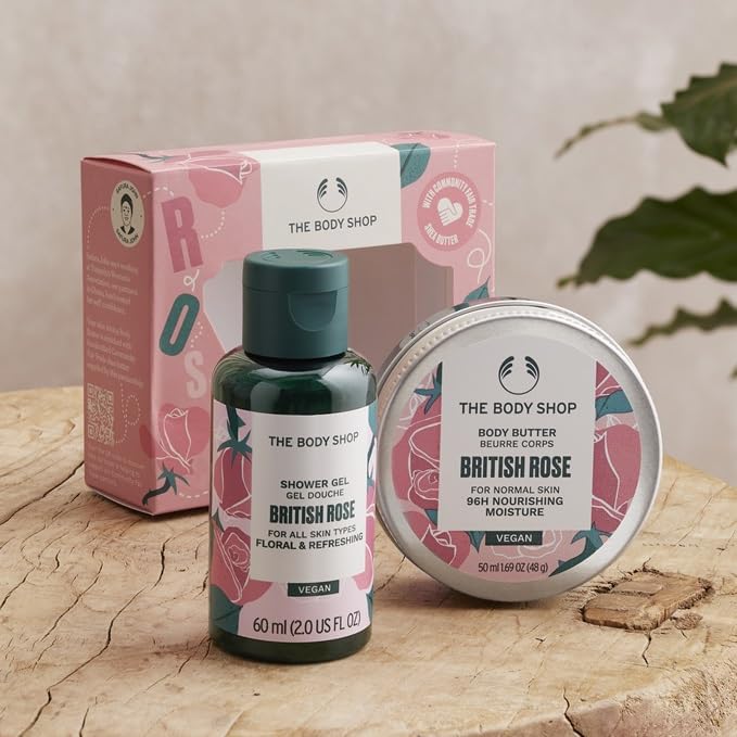 The Body Shop Nourish & Flourish British Body Care Gift Set, Vegan, 2-Piece Gift Set