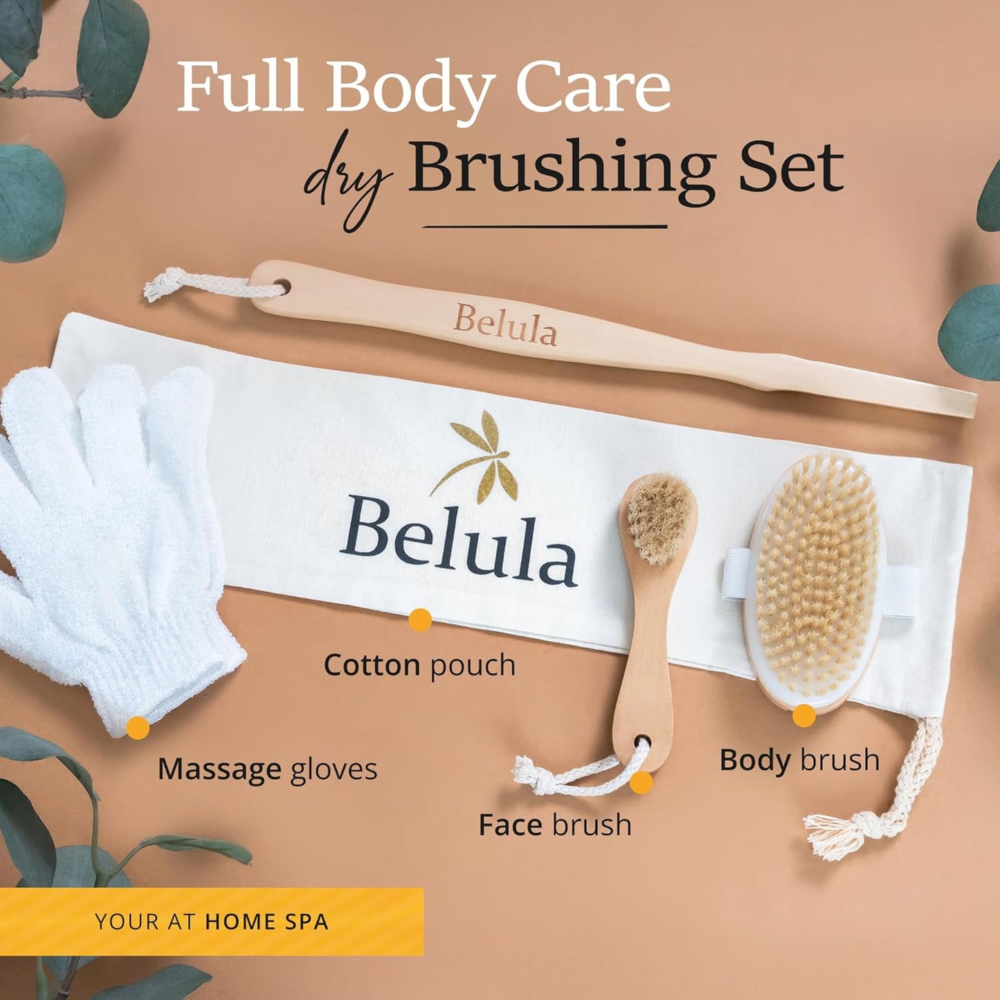 Dry Brushing Body Brush Set - Natural Boar Bristle Body Brush, Exfoliating Face Brush & Bath Gloves - Ideal Dry Skin Brush for Lymphatic Drainage & Healthy Glowing Skin!
