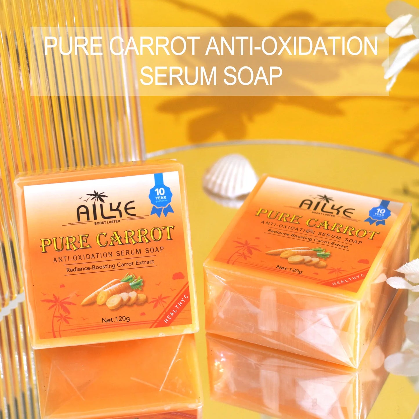 Organic Brightening Soap, with Carrot, Vitamin C&E, Cleaning, Moisturizing, Smooth and Soft Skin, for Face and Body Use