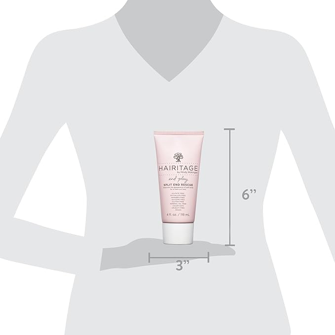 Hairitage Split End Rescue Gel Cream - Jojoba Protein Vegan Formula for Dry and Damaged Hair - Replenishes Moisture, Smoothes Split Ends for Silky Finish - 4 fl oz