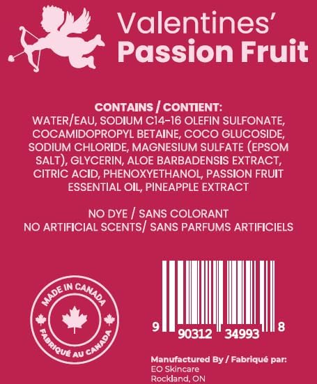 Luxury Foaming Bath - Natural Scented Bubble Bath with Essential Oils and Epsom Salt - Valentines' Passion Fruit Scent, 33.8 fl oz