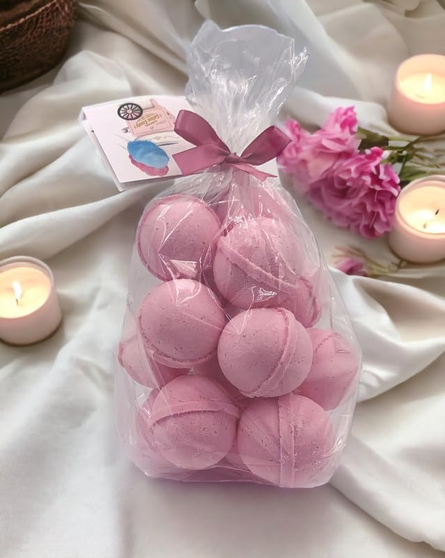 Bath Bombs 14 Set 1 oz/ea, Natural & Organic USA Handmade | Infused Essential Oils | Skin-Nourishing, Shea & Coco Butter | Perfect Spa Gift | Vegan & Cruelty-Free, Skin Friendly - Cotton Candy