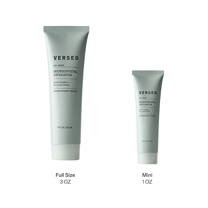 Versed Day Maker Microcrystal Exfoliating Cleanser - Creamy Facial Wash Helps Clear Dead Skin Cells - Microcrystalline, Biodegradable Alternative to Microbeads - Vegan (1 fl oz)