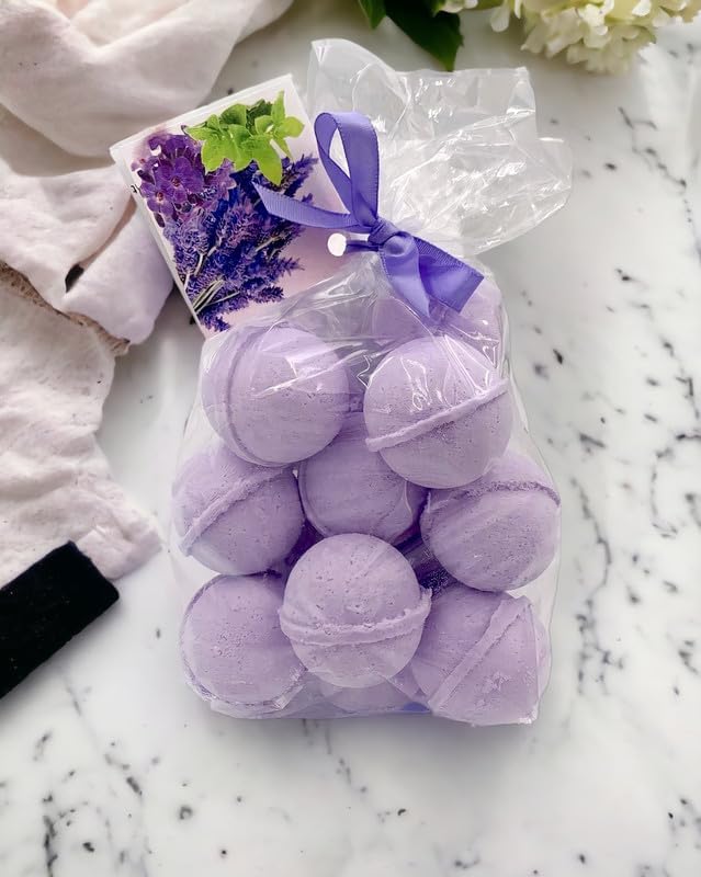 Bath Bombs 14 Set 1 oz/ea, Natural and Organic USA Handmade Bath Fizzies | Nourishing Shea & Coco Butter | Relaxing Aromatherapy | Gift Idea | Vegan & Cruelty-Free, Skin Friendly - Lavender Vanilla