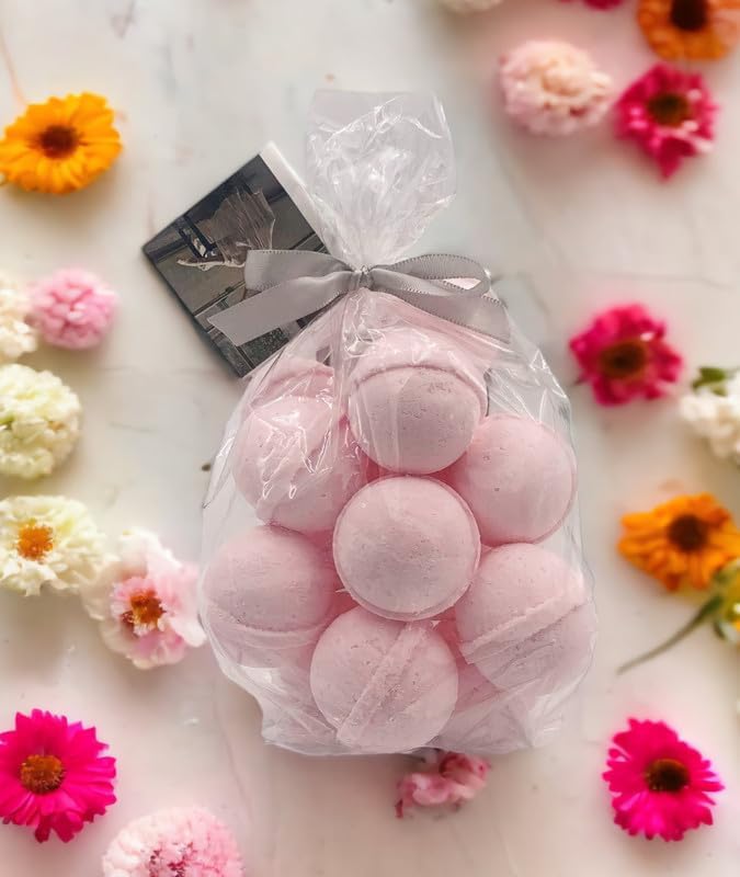 Bath Bombs 14 Set 1 oz/ea, Natural and Organic, USA Handmade | Aromatic Bath Fizzies, Stress Relief | Nourishing, Shea & Coco Butter | Gift Set | Vegan & Cruelty-Free - Raspberry Sangria