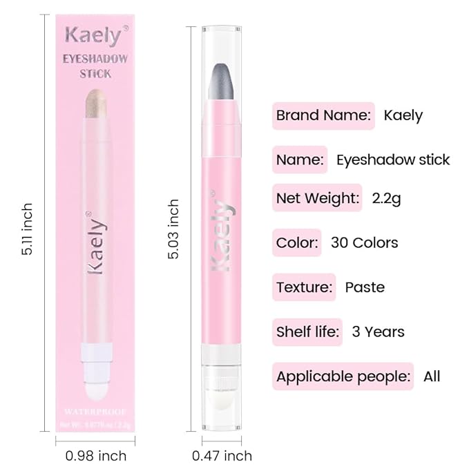 2in1 Shimmer Cream Eye Shadow Stick-Dazzling Grey, Eyeliner Pencil Eyeshadow Palette Makeup, Waterproof Long Lasting Brightener, Crease Proof & Smudge Resistant, Cream Eyeshadow with Built-in Smudger