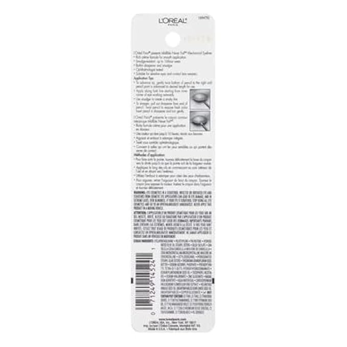 L'Oreal Paris Makeup Infallible Never Fail Original Mechanical Pencil Eyeliner with Built in Sharpener, Black Brown, 0.008 oz., 1 Count (Pack of 2)