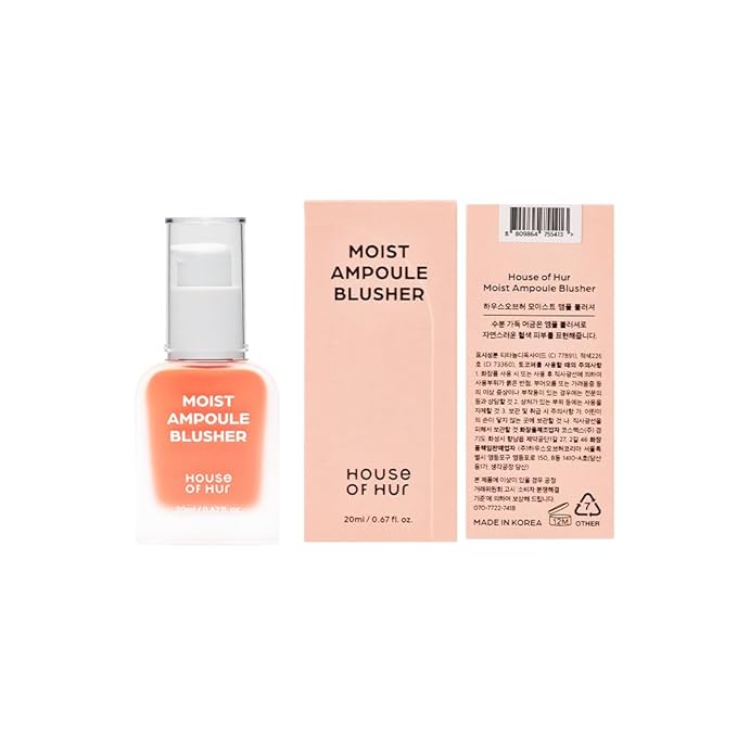 House of Hur Moist Ampoule Blusher with 50% Moisture Essence | Hydrating & Long-Lasting Blush | 0.68fl.oz (9 Shades) (Peachy Muse)