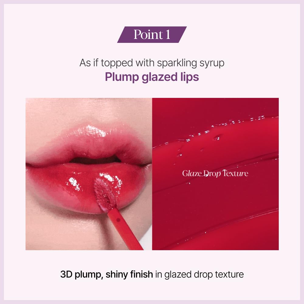 Couture Lip Tint Glaze #4 Hushed Cherry - Volumizing High-Shine Lip Plumper for Long-Lasting Vibrant Color and Radiant Moisture - Korean Lip Makeup 0.19Oz