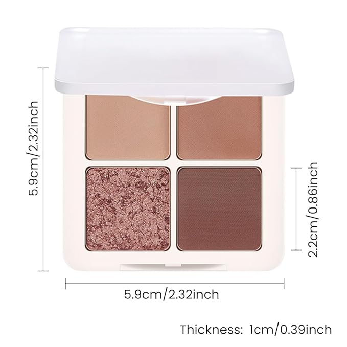 Neutral Tan Eye Shadow Palette, Metallic and Shimmer Magic Eyeshadow Makeup, Velvety Pigmented Creamy Formula, Four Way Quad Eye Shadow Palette For Old Women, (04#Tan)