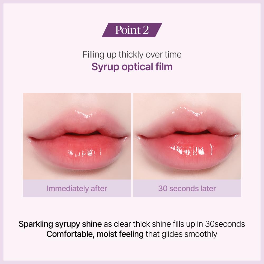 Couture Lip Tint Glaze #4 Hushed Cherry - Volumizing High-Shine Lip Plumper for Long-Lasting Vibrant Color and Radiant Moisture - Korean Lip Makeup 0.19Oz