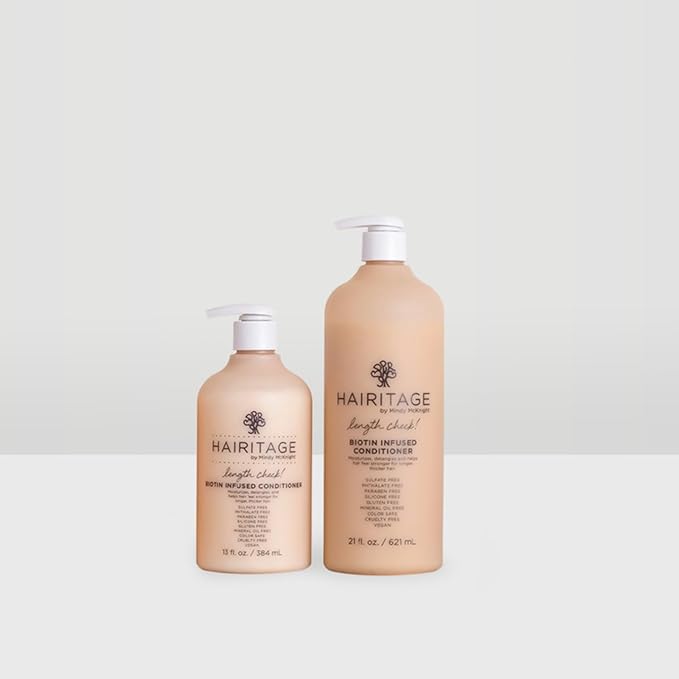 Hairitage Length Check Biotin Conditioner with Jamaican Black Castor Oil - Thickening + Volumizing - Sulfate Free + Color Safe + Vegan - Moisturizing Repair Conditioner for Thinning Hair 21 Oz.