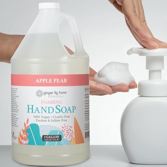 Ginger Lily Farms Botanicals All-Purpose Foaming Hand Soap Refill, 100% Vegan & Cruelty-Free, Apple Pear Scent, 1 Gallon (Pack of 4)