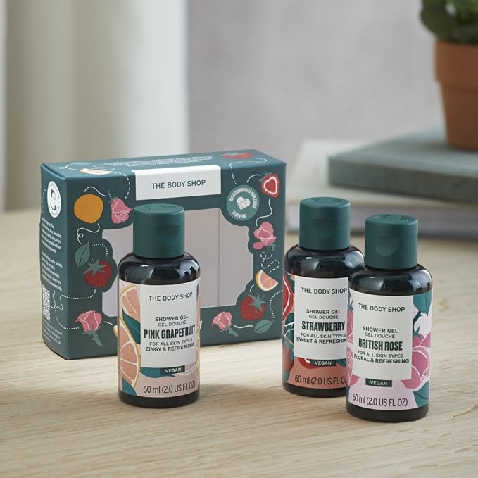 The Body Shop Fresh & Foamy Shower Gel Body Care Gift Set, Vegan, 3-Piece Gift Set