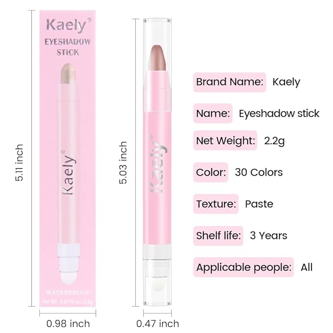 2in1 Shimmer Cream Eye Shadow Stick -Mauve taupe, Eyeliner Pencil Eyeshadow Palette Makeup, Waterproof Long Lasting Brightener, Crease Proof & Smudge Resistant, Cream Eyeshadow with Built-in Smudger