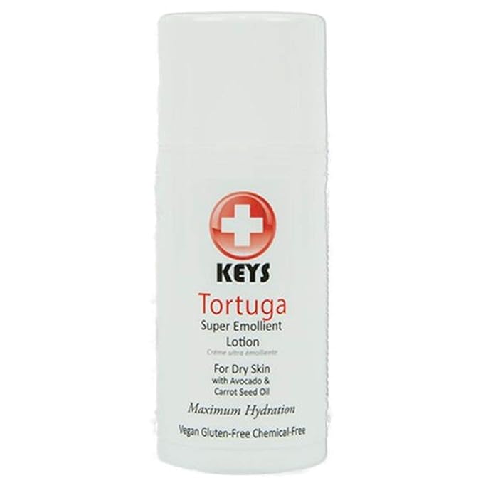 Keys Tortuga Vegan, All Natural, Gluten Free, Chemical Free Super Emollient Therapeutic Maximum Hydration Face, Hand, Body Lotion, Fast Relief for Dry Skin with Concentrated Shea Butter, 3.4 ounces
