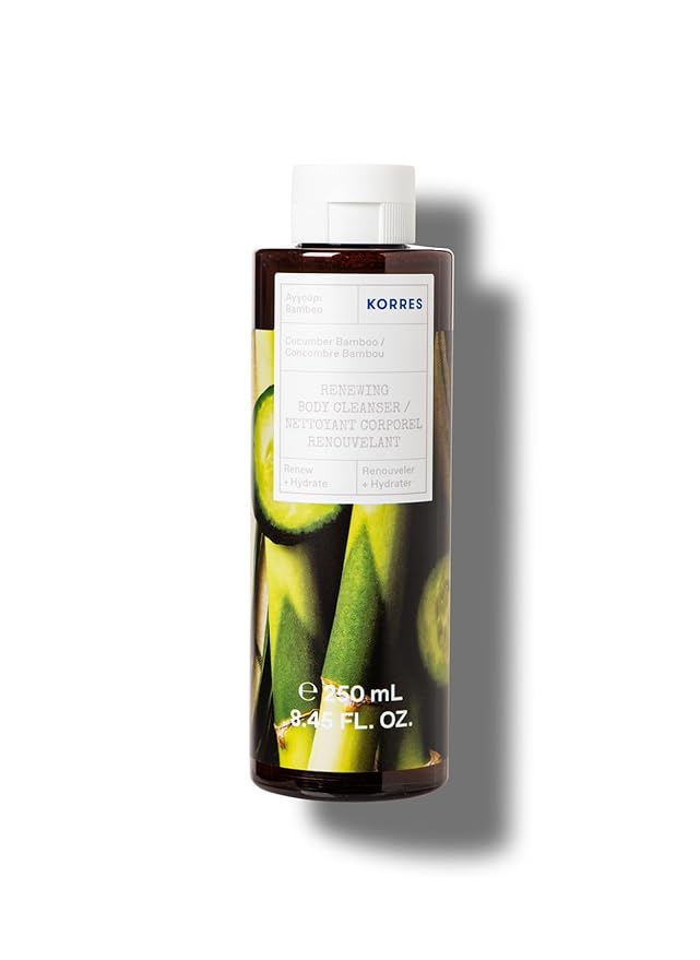 KORRES Renewing Body Cleanser, Cucumber Bamboo, Foaming Shower Gel for Women & Men with Hydrating Greek Botanicals, Body Wash for Smooth Skin, Vegetarian & Cruelty Free, Made in Greece, 8.45 Fl Oz