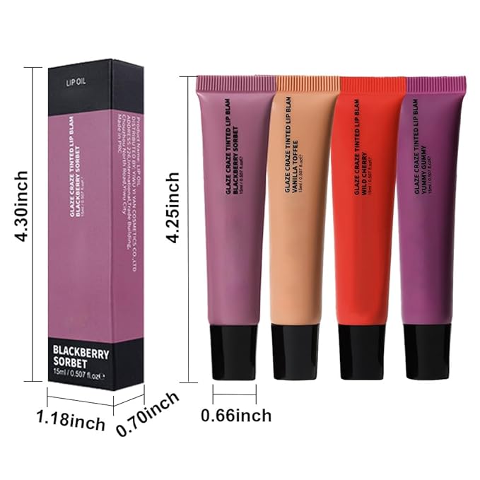 4Pcs Summer Lip Butter Lip Balm Glow Reviver Lip Gloss, Melting Lip Serum, Ultra-Hydrating Natural Vegan Lip Balm, Sheer-Tinted Shine & Hydration, Soothes & Softens Dry Lips (01+02+03+06, 4Pcs)