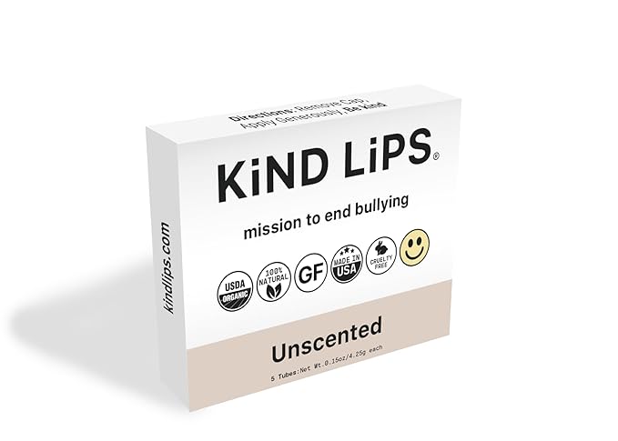 Kind Lips Unscented Organic Lip Balm Fragrance Free Unflavored Natural Moisturizing Lip Care 5 Pack