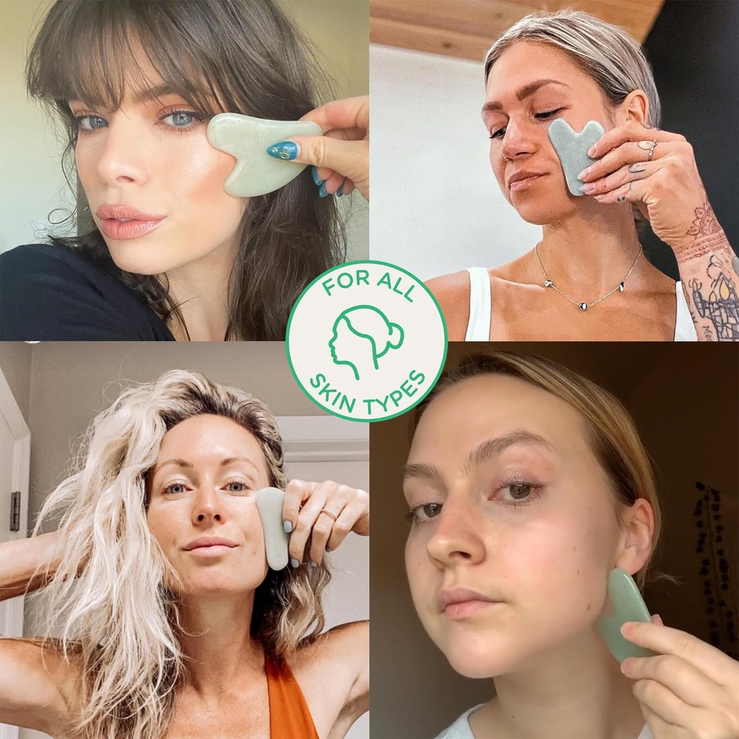 Jade Gua Sha - Smoothes Fine Lines & Wrinkles, Face Sculpting Tool for Face Massage, Jaw Massager, Facial Massage Tools, Small Gifts for for Women and Teenage Girls