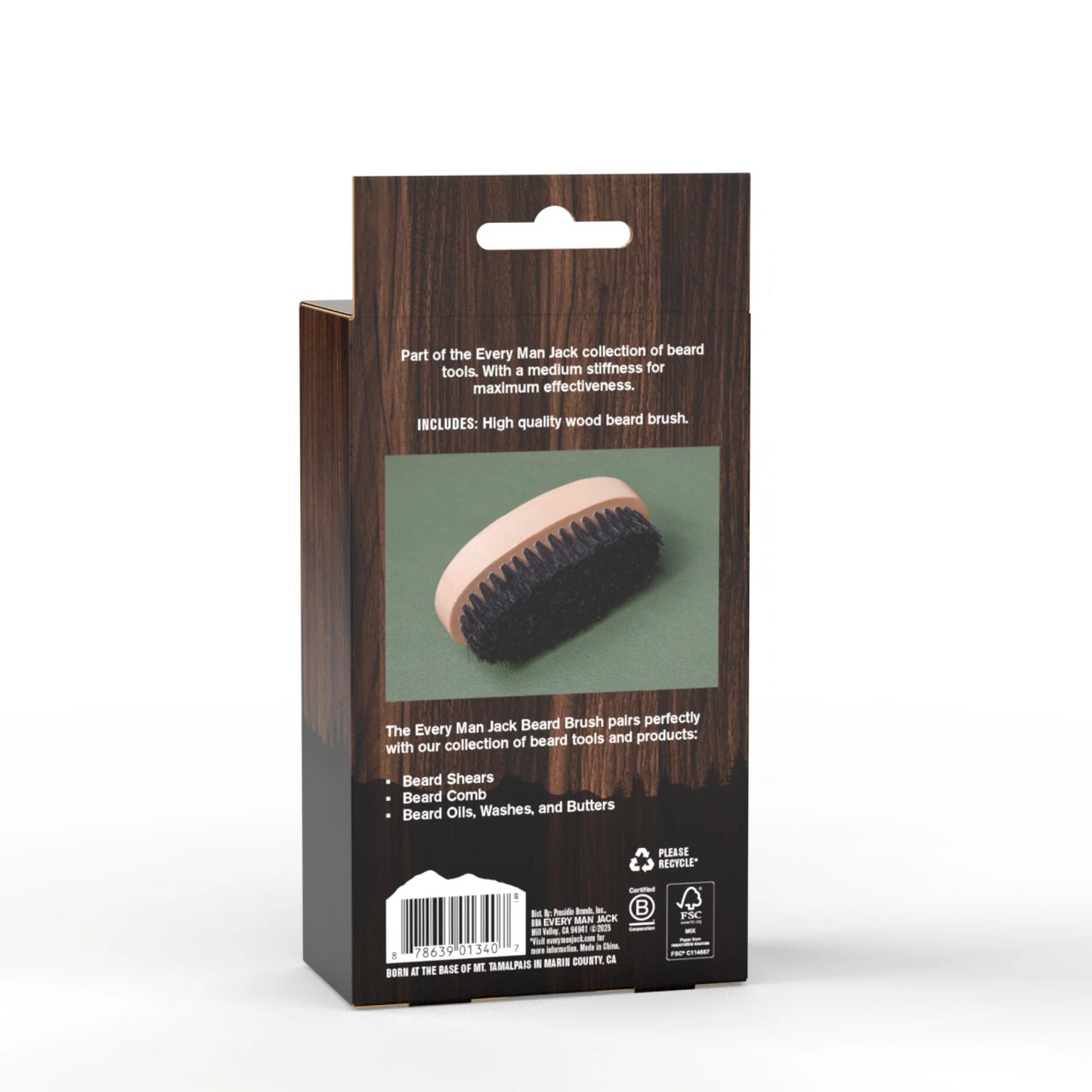 Men'S Beard Brush with Cruelty-Free Vegan Bristles