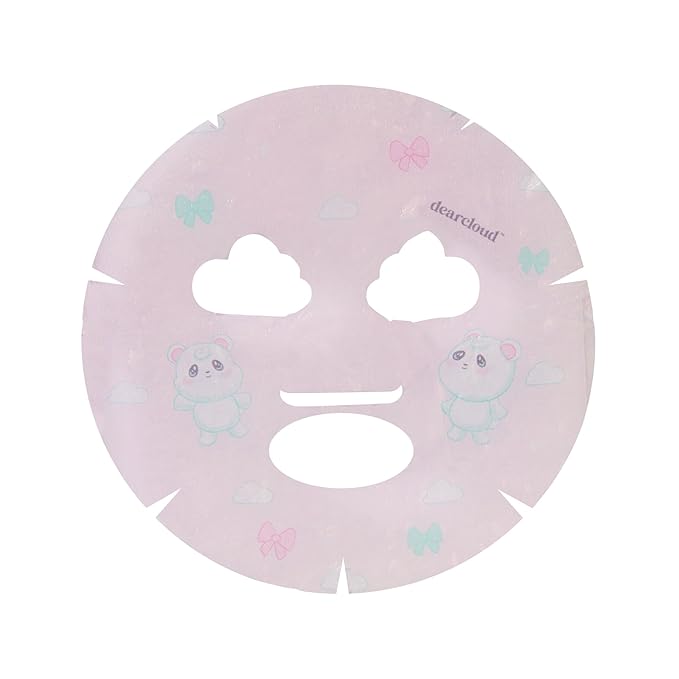 dearcloud Beary Glowy Skin Deep Moisturizing Dew Essence Face Mask, Korean Sheet Mask - Vegan Collagen, Hyaluronic Acid & Madecassoside (3 Count)