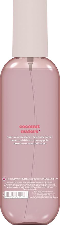 eos Cashmere Body Mist, Coconut Waters, Body Spray for Women, Hair Mist, Coconut Perfume, Moisturizing, Hyaluronic Acid, Glycerin, Vegan, Cruelty-free, 6 fl oz