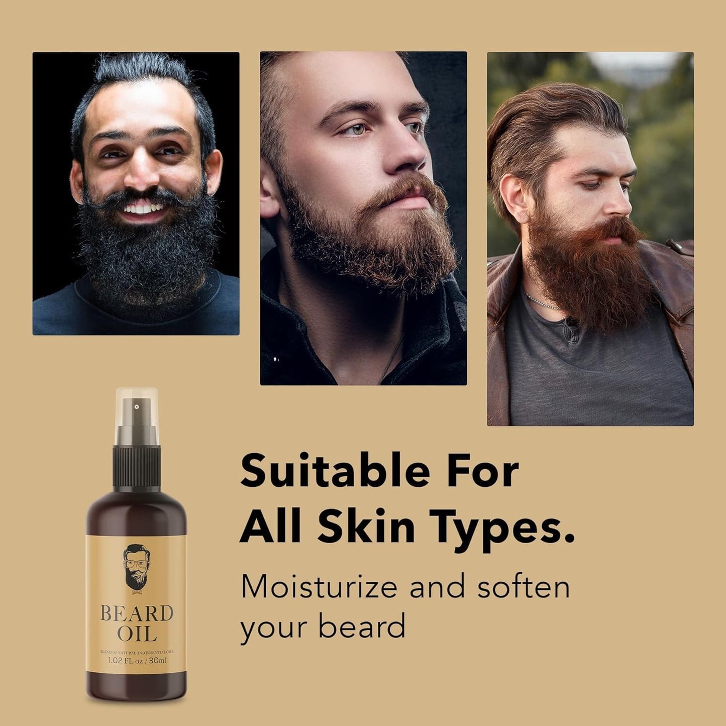 Vegan Multi-Purpose Beard Oil for Eliminating Dandruff and Impurities in Hair, 1.02 Oz