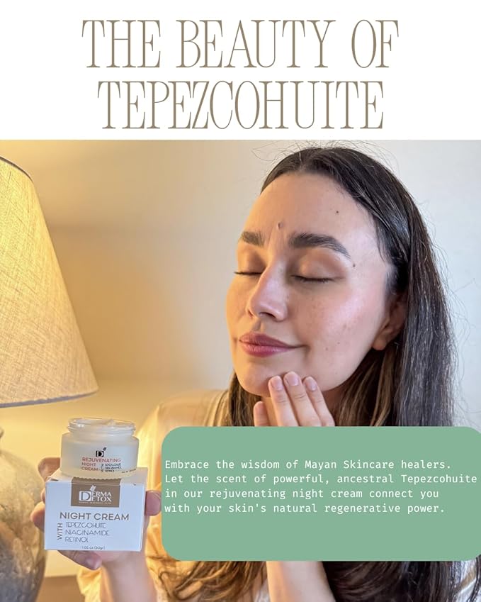 Rejuvenating Facial Night Cream with Retinol, Tepezcohuite, Niacinamide - cruelty-free, vegan, paraben-free silicone-free Mexican Natural skincare ingredients