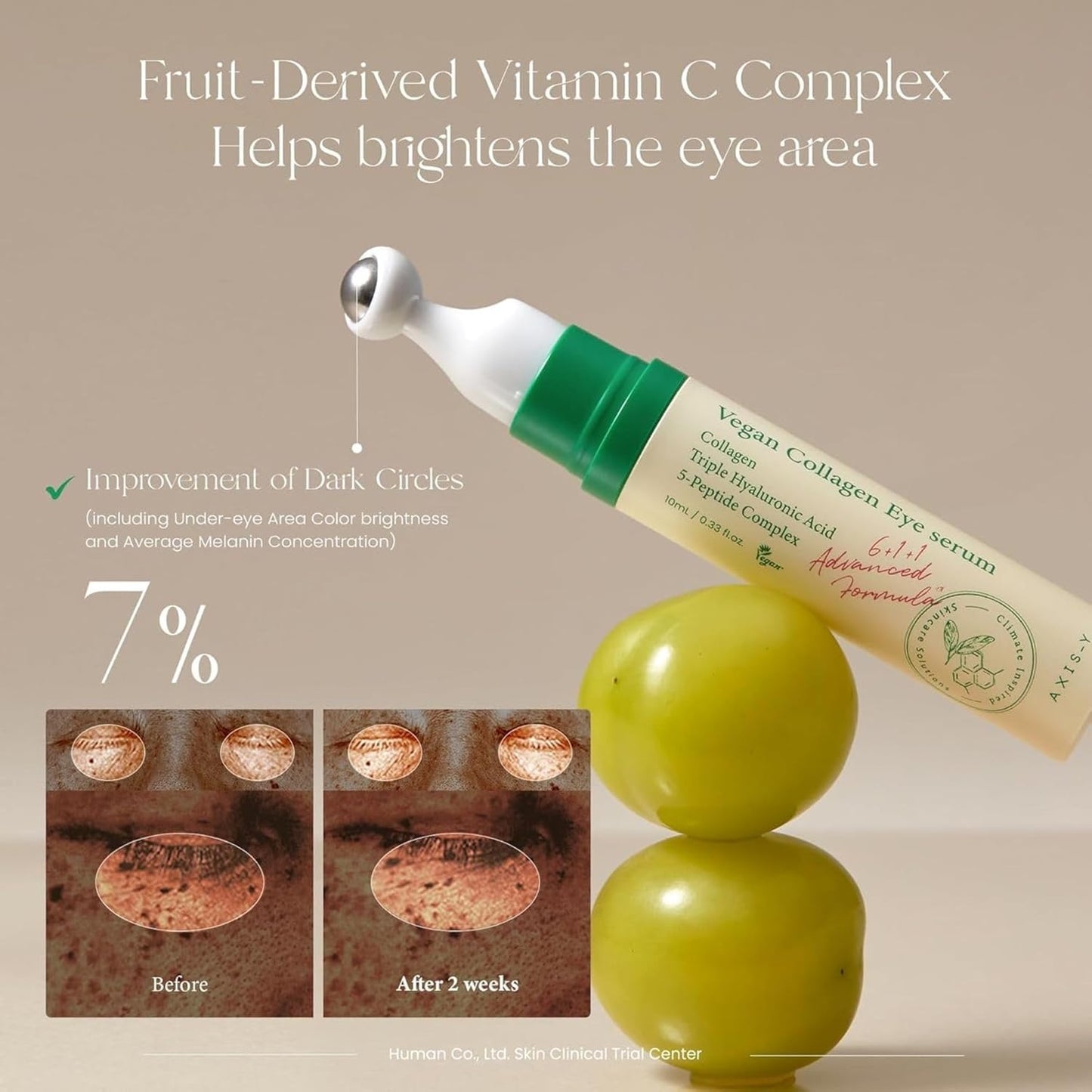 Vegan Collagen Eye Serum - K Beauty Triple Hyaluronic Acid & Peptide Collagen Serum Improve Skin Elasticity, Reduce Fine Lines & Dark Circles - Vegan Korean Skin Care Eye Cream - 0.33 Fl. Oz.