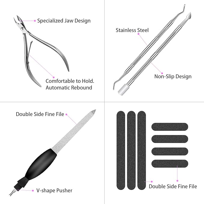 Pedicure Tools for Feet, 30 in 1 Foot Scrubber Manicure Kit for Women Men, Stainless Steel Foot File Foot SPA, Professional Callus Remover Skin Tag, Included Nail Toenail Clipper File Foot Rasp