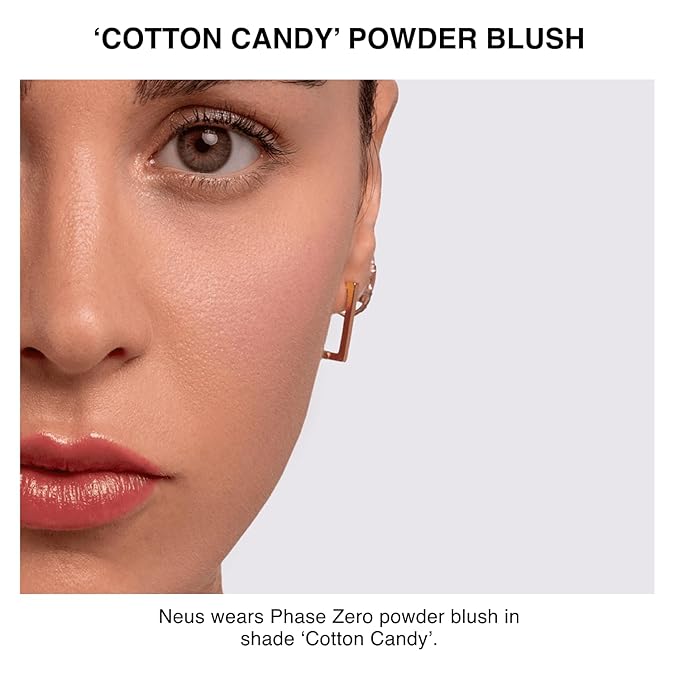 Phase Zero Makeup Powder Blusher | "Cotton Candy" - 7g / 0.25 oz. | Pigmented, Buildable, Lightweight Powder Blush for a Radiant, Healthy, Natural Glow. Versatile Shade | Dusty Pink - Matte