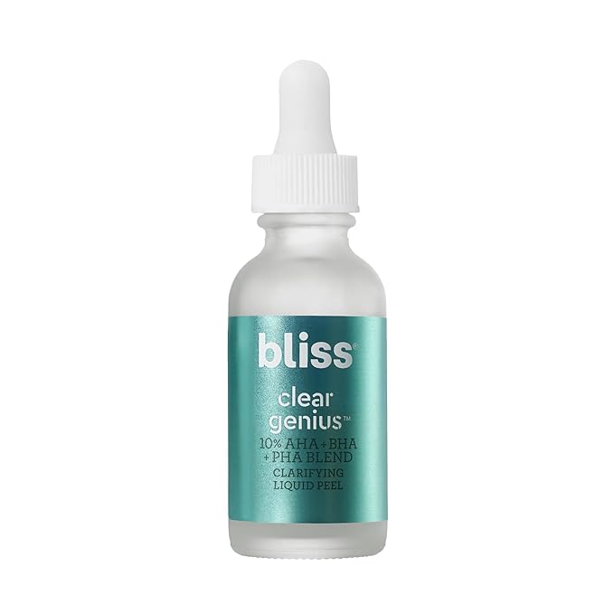 Bliss Clear Genius Clarifying Overnight Liquid Peel - 1 Fl Oz - Clear Pores & Exfoliate Skin - Non-Irritating - Clean - Vegan & Cruelty-Free