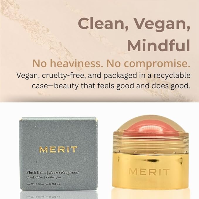 MERIT Flush Balm Cream Blush – Lusitano Soft Peach | Hydrating Radiant Cheek & Lip Tint Stick with Vitamin E | Lightweight, Buildable, Vegan & Cruelty-Free Blush